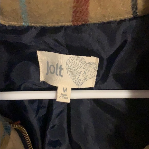 Jolt Yellow Plaid Patterned Collared Zip-Up Jacket - Picture 4 of 4